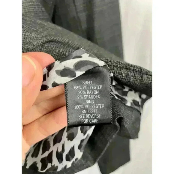 Apt 9 Gray Plaid One Button Blazer Jacket Lined Sz 12 Business Wear - Picture 5 of 8